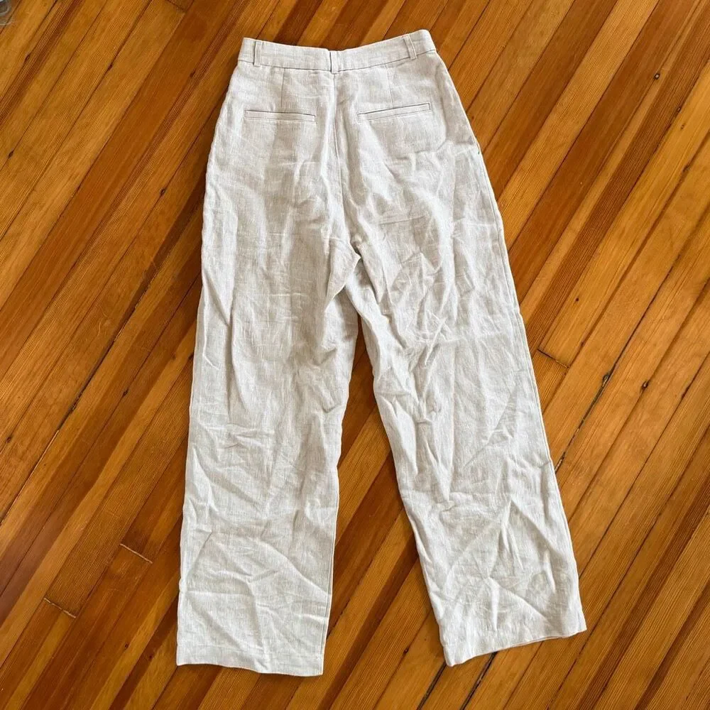 Reformation Mason Linen Pants NWOT in Oatmeal Size 2